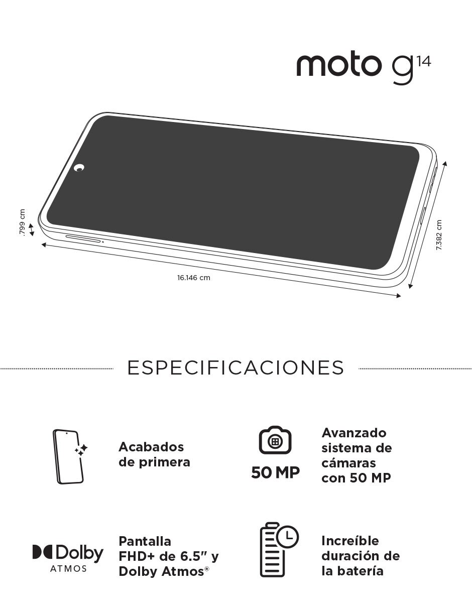 Smartphone Moto G14 LCD 6.5 pulgadas 8