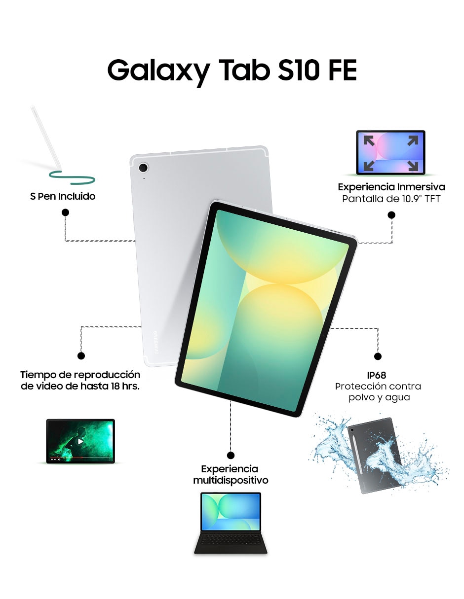 Tablet Galaxy Tab S10FE 10.9 pulgadas 128 GB de almacenamiento de 8 GB RAM 5