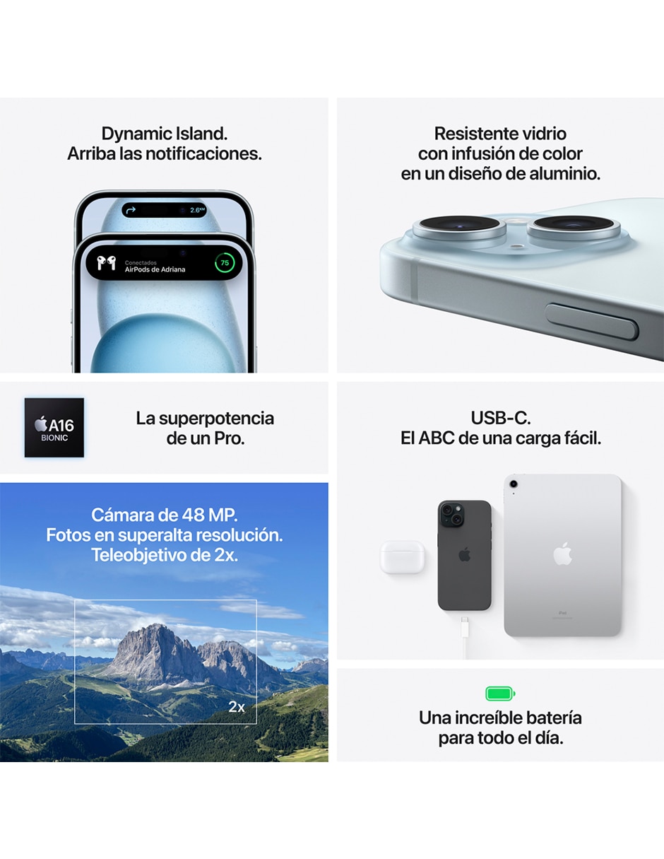 Apple iPhone 15 6.1 pulgadas Super Retina XDR Telcel
